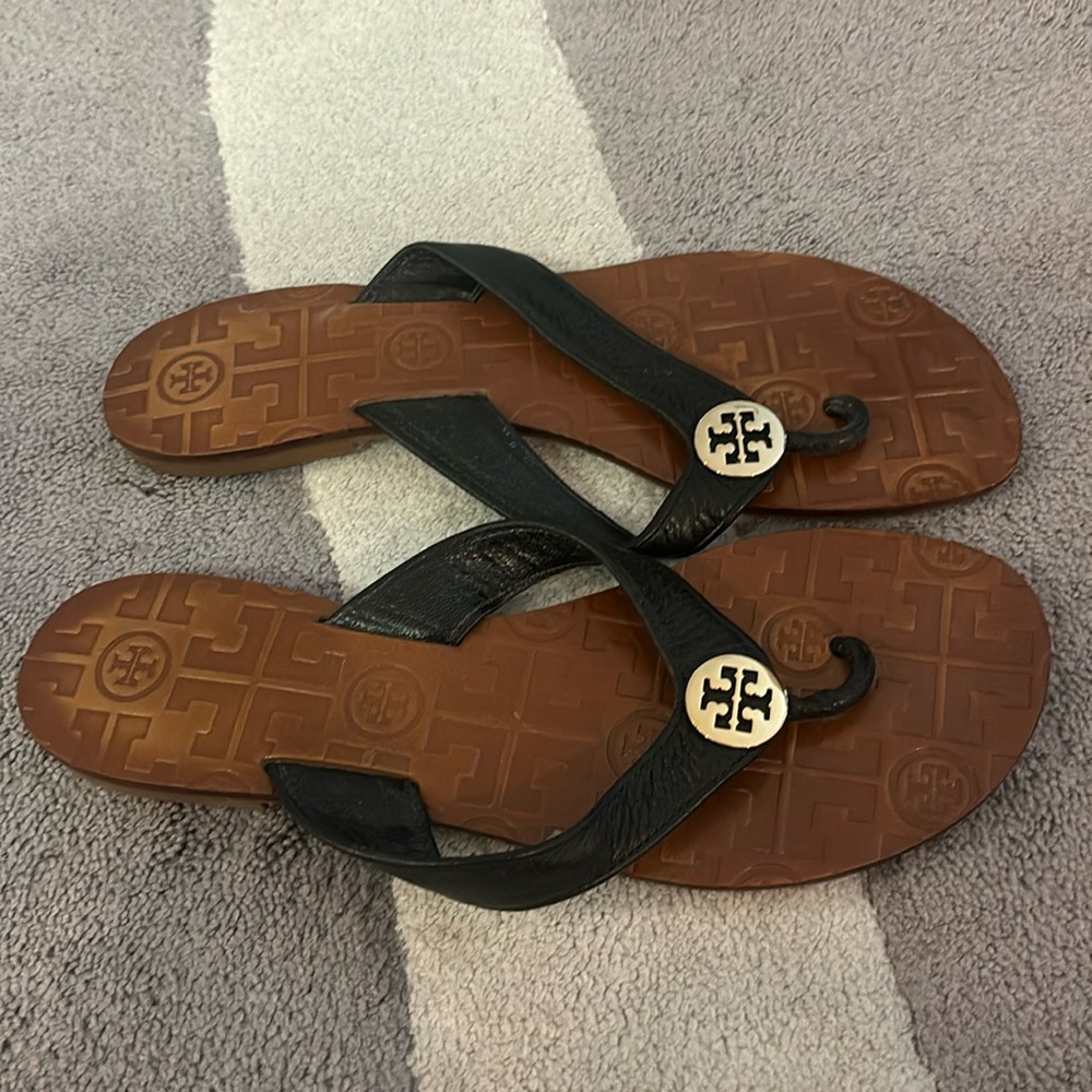 Tory Burch Leather Sandals Black Strap size 6